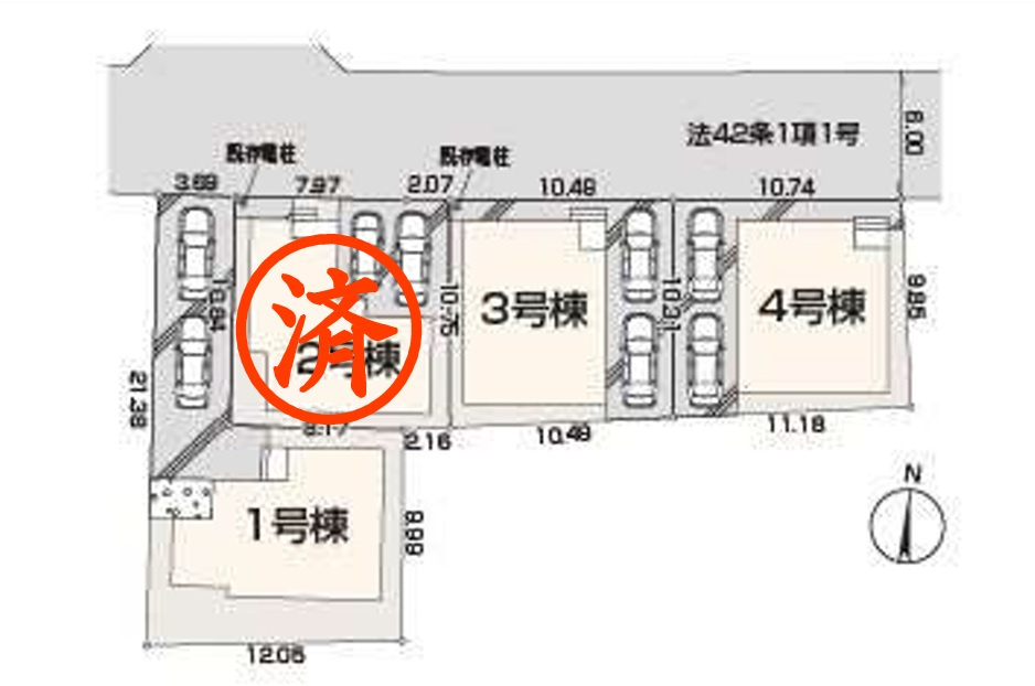 仲介手数料無料　Livele Garden.S 所沢上安松第7期　全4棟　1号棟の区画図