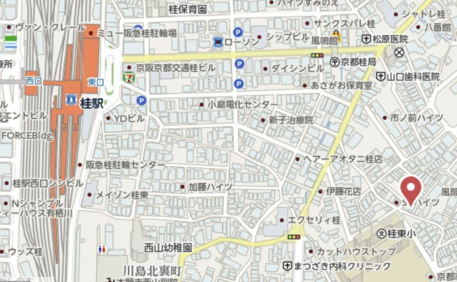 京都市西京区桂市ノ前町　新築戸建の地図