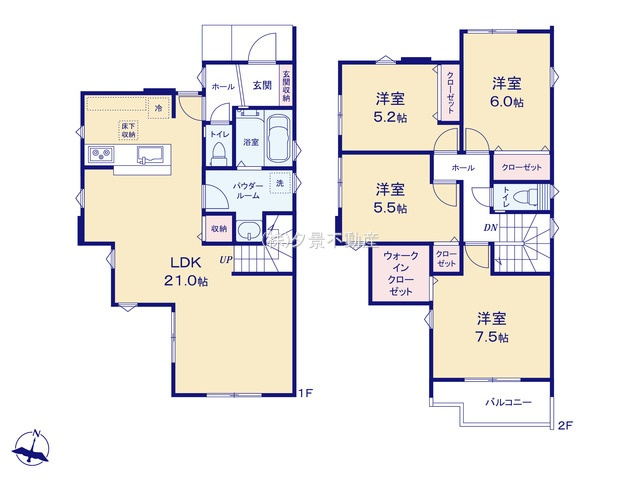 《仲介手数料無料》北区植竹町２丁目21新築一戸建て‎の間取り