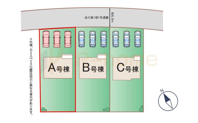 ひたちなか市三反田　新築戸建て　A号棟の区画図|大きなお買い物だからこそ、メリット・デメリットを伝えさせて頂きます。
R-homeにお任せください♪