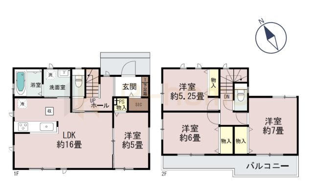 ひたちなか市三反田　新築戸建て　A号棟の間取り|4LDK＋SIC、土地面積281.04m2、建物面積95.01m2