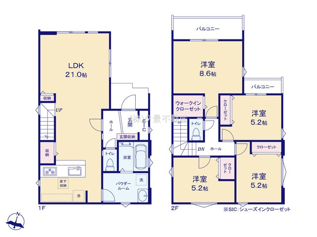 《仲介手数料無料》北区植竹町２丁目21新築一戸建て‎の間取り