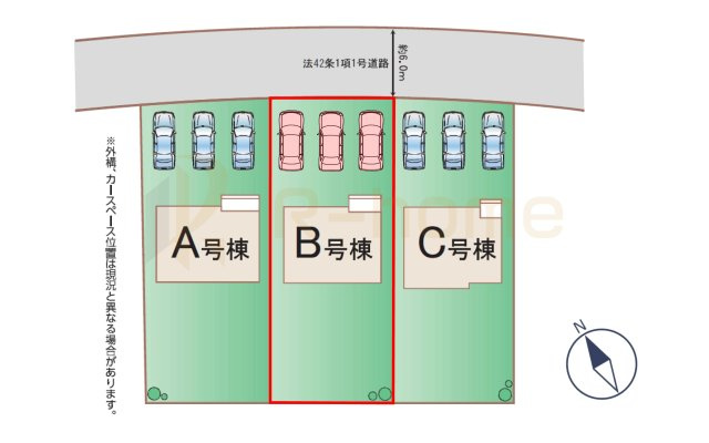 ひたちなか市三反田　新築戸建て　B号棟の区画図|大きなお買い物だからこそ、メリット・デメリットを伝えさせて頂きます。
R-homeにお任せください♪