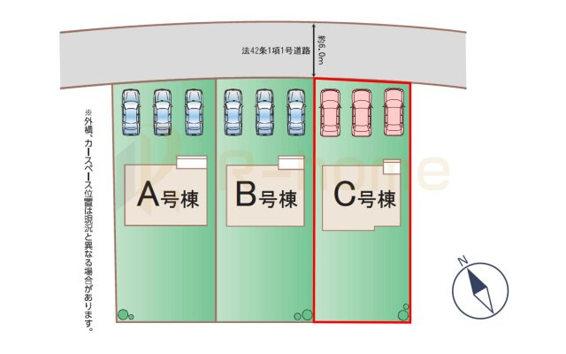 ひたちなか市三反田　新築戸建て　C号棟の区画図|大きなお買い物だからこそ、メリット・デメリットを伝えさせて頂きます。
R-homeにお任せください♪