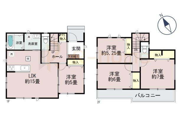 ひたちなか市三反田　新築戸建て　C号棟の間取り|4LDK＋全居室収納、土地面積266.41m2、建物面積94.80m2