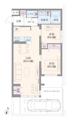 【間取り】 | テラスハウスヴィップ東長崎 | 東南角部屋で1階でも陽当たり良好