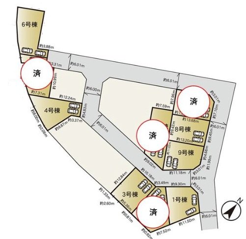 開発分譲地で綺麗な街並み！家の目の前で遊べて安心♪な【大和市福田新築戸建】の区画図