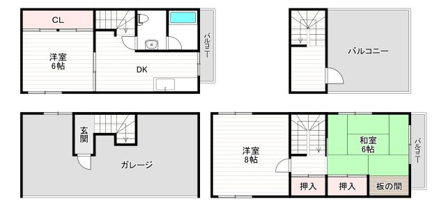 三軒家東貸家の間取り