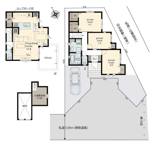 【間取り】 | 杉並区成田西４丁目　新築戸建て | 3LDK・土地面積106.63ｍ2・建物面積86.41ｍ2