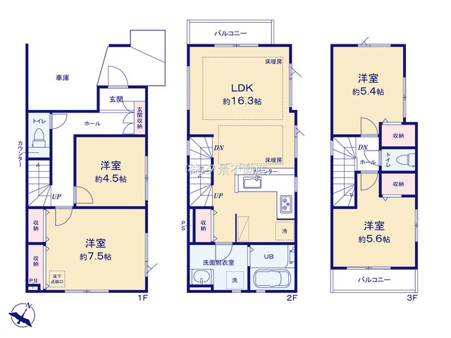 《仲介手数料無料》南区神明２丁目4-9新築一戸建てケイアイグレイスの間取り