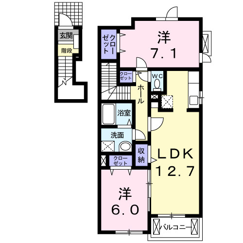 熊本市北区大窪２丁目のアパートの間取り