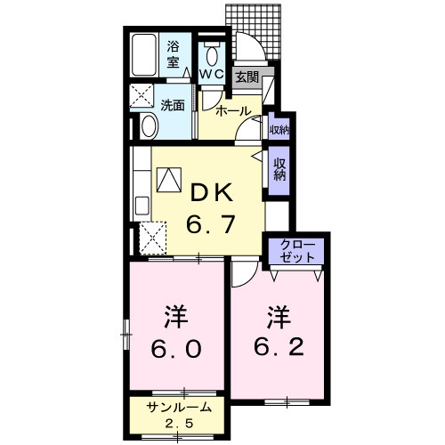 サニーガーデンＡの間取り