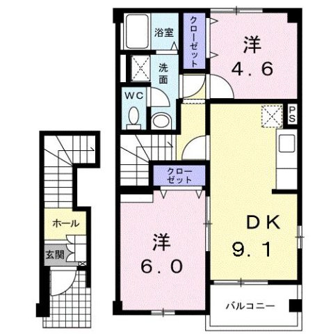 熊本市北区植木町山本のアパートの間取り