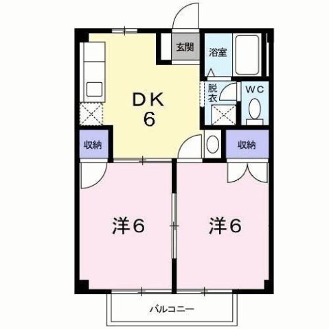 熊本市東区小山２丁目のアパートの間取り