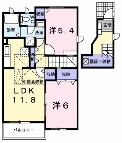 熊本市東区長嶺東６丁目のアパートの間取り