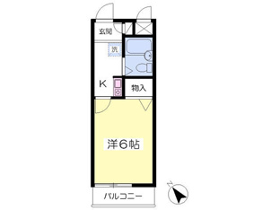 19.68平米　洋室6帖の１Ｋ！