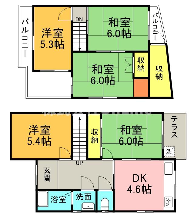 八尾市神宮寺１丁目の一戸建ての間取り