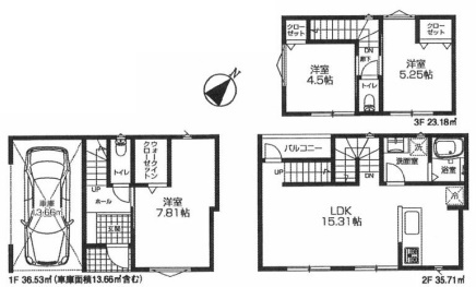 赤羽台3丁目売地の土地図＋建物プラン例