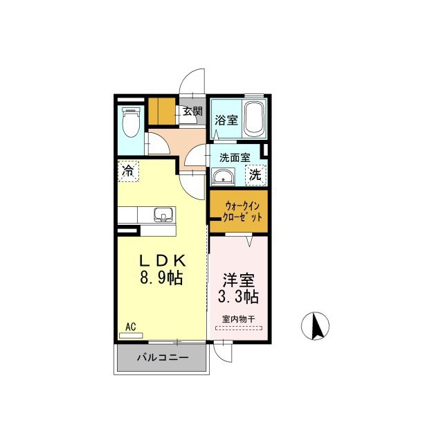 各務原市鵜沼三ツ池町５丁目のアパートの間取り