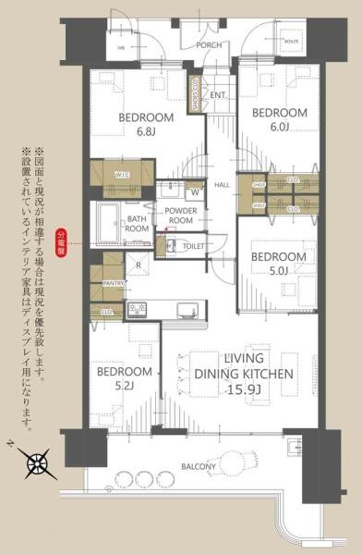【間取り】 | ディーレスティア堺・光明池 | 専有面積:87.56平米　バルコニー面積:16.96平米　間取り:4LDK！
