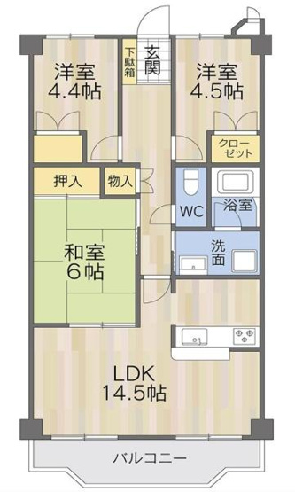 【間取り】 | エンゼルハイム上野芝 | 専有面積:70.20平米　バルコニー面積:8.37平米　間取り:3LDK！