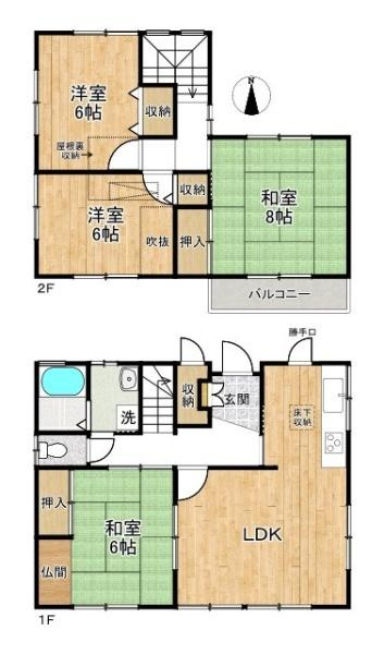 奈良市法蓮町　中古一戸建の間取り