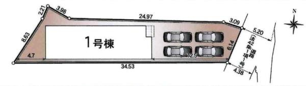 蒲郡市豊岡町第9　全1棟・1号棟の区画図|1号棟です。