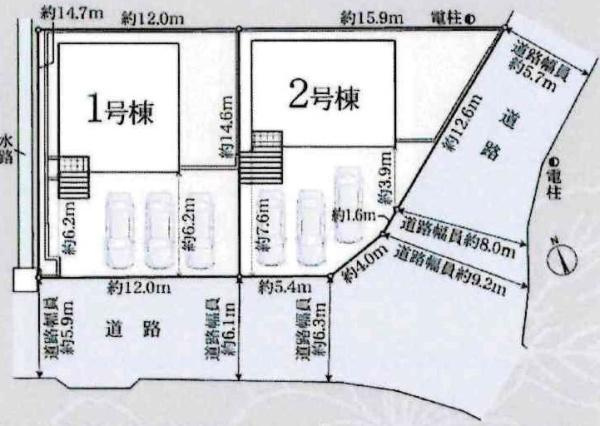豊川市大崎町第8　全2棟・2号棟の区画図