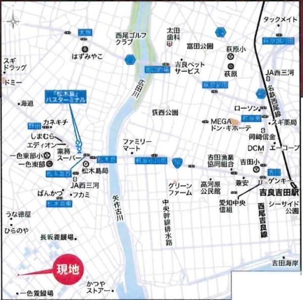 西尾市一色町生田01期　全2棟・2号棟のその他|交通アクセス図です。