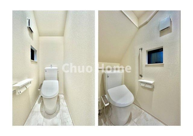 葛飾区細田4丁目新築分譲住宅のトイレ|【トイレ×2】温水洗浄便座機能付きトイレ。温水洗浄便座は清潔にお使いいただくための大切なアイテムです。