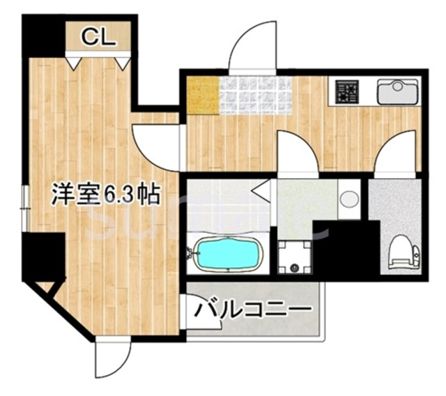 ブリヤン諏訪台の間取り|１Kタイプ間取りです！