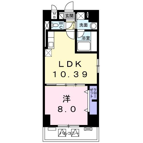 横浜市神奈川区栄町の賃貸マンションの間取り