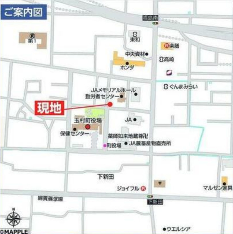 【新築】玉村町下新田　A号棟(全２棟)　ハートフルタウン　新築建売分譲の地図