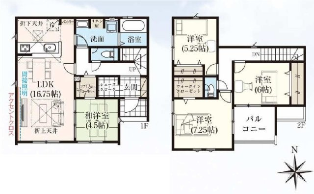 新築　佐波郡玉村町板井　GRAFARE　2号棟の間取り|建物面積108.06㎡　シューズインクローク・ファミリークローク・ウォークインクローゼット・各部屋収納付きで便利です！日当たりの良い広々バルコニーは気持ち良くお洗濯物が干せます！							
