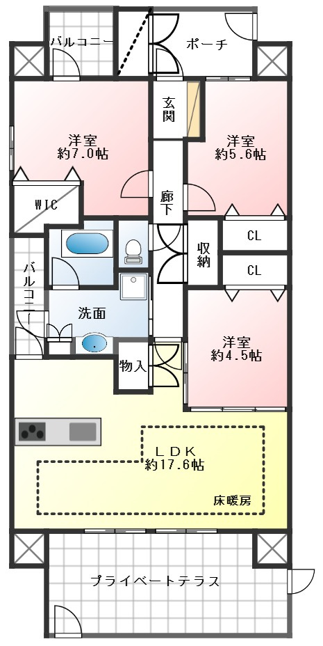 ６６８７６　モアグレース岐阜南ゲートマークスの間取り