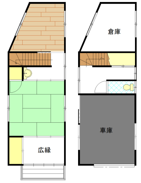 山々に囲まれた静かな住環境。風情ある和風庭園と倉庫付きの平家住宅。の間取り