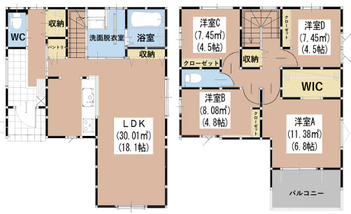 福岡市早良区内野５丁目４期　１号棟の間取り