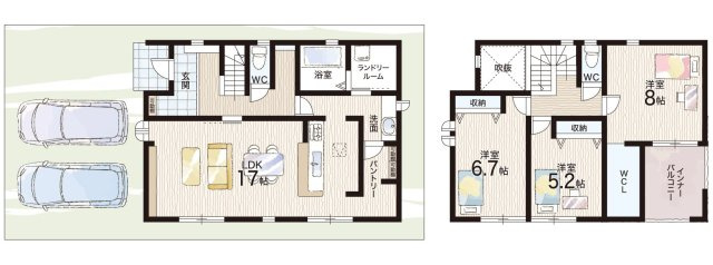 29(土)30(日)現地案内可能！　香芝市上中　の間取り