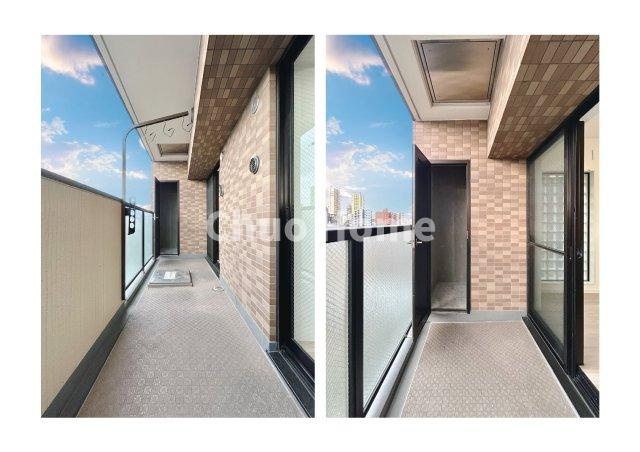 西日暮里ローヤルコーポのバルコニー|【バルコニー（トランクルーム付き）】幅もあって、奥行きもあるゆとりのバルコニー。洗濯物を干したり乾かしたりだけでなく、ただ出てみるだけでも気持ちいいですよ。