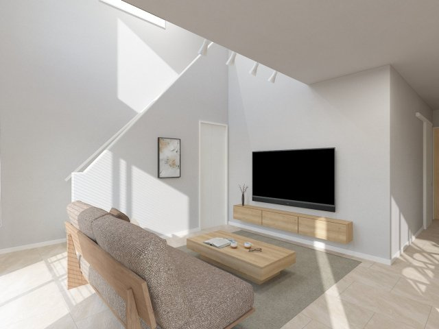日進市梅森町｜名古屋市の戸建ならホームアップの居間・リビング|【売主施工例】吹抜けで２階とつながるリビング♪どこにいても家族の気配を感じられます