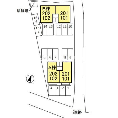 クローバーハイツ　Ｂの区画図|当社、チルホームのHPもご覧ください(^^)/物件情報多数♪