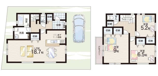 ●奈良市大宮町　新築一戸建ての間取り