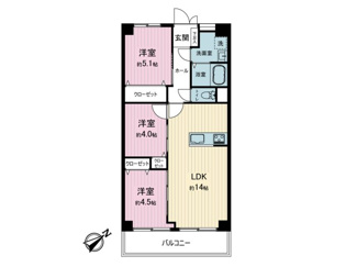 【間取り】 | 読売ランド前ハイデンス