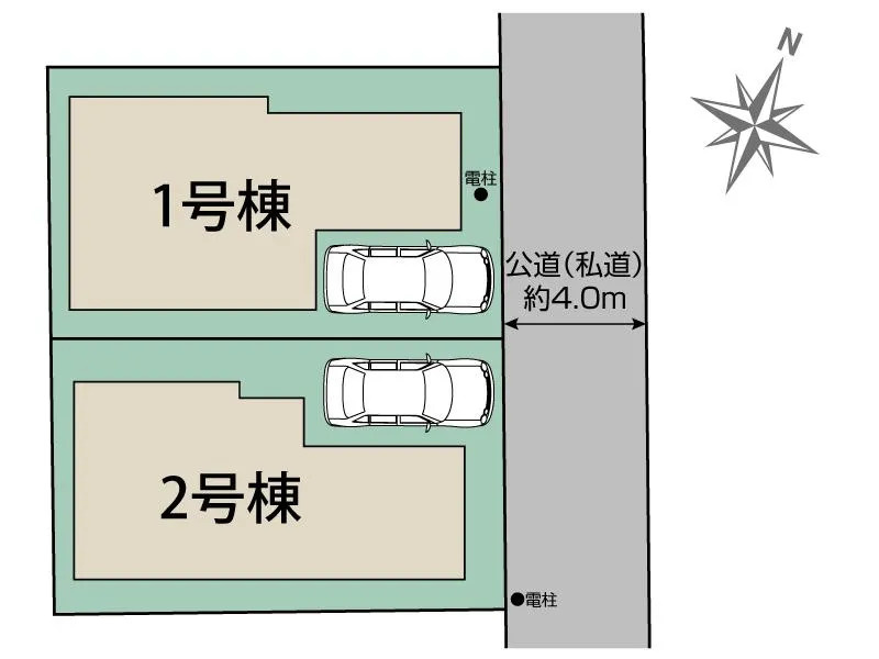 練馬区立野町　耐震×東京ゼロエミ住宅　全2棟の区画図