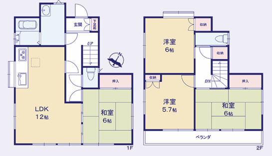 北本市東間７丁目　中古戸建の間取り