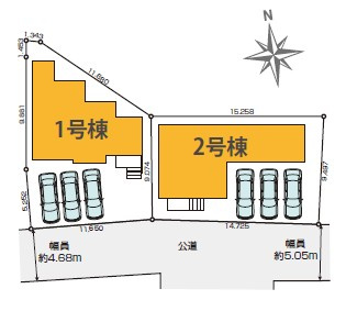 中野町2期の区画図|1号棟の区画図になります。