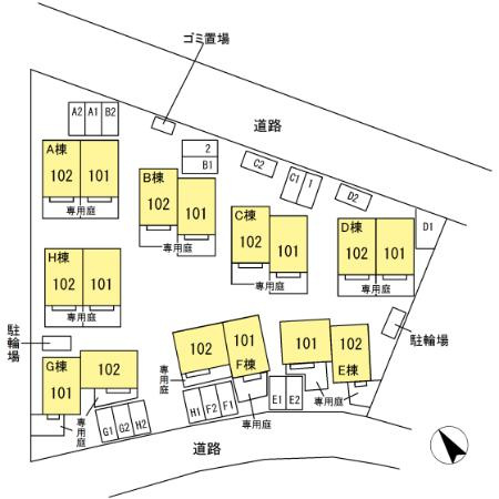 プロイド中央 ABCDEFGHの区画図