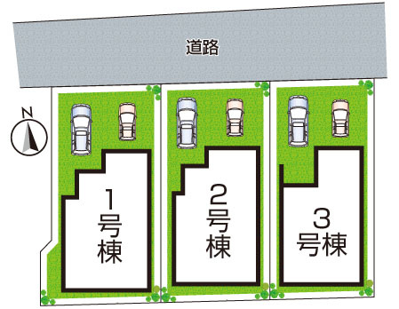 草津市矢倉　第1期　新築一戸建ての区画図|全３区画