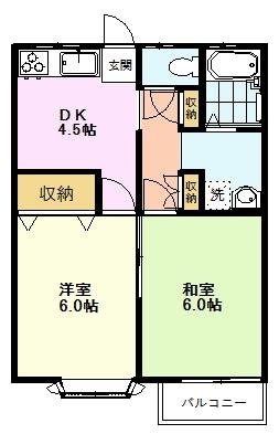 【間取り】 | メゾン柊Ⅱ | メゾン柊Ⅱ、203号室、２ＤＫ