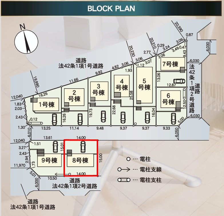 郡山市田村町東山１丁目第1　　　８号棟　　　守山小学校、守山中学区の区画図
